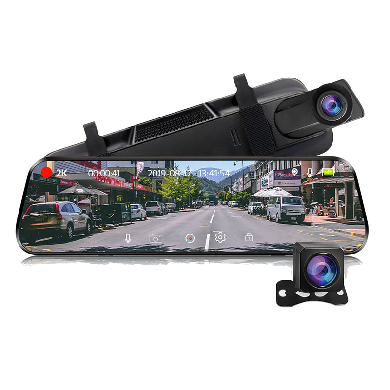Wi-Fi 10" 2K Dash Cam Rear View Camera + 32GB Card