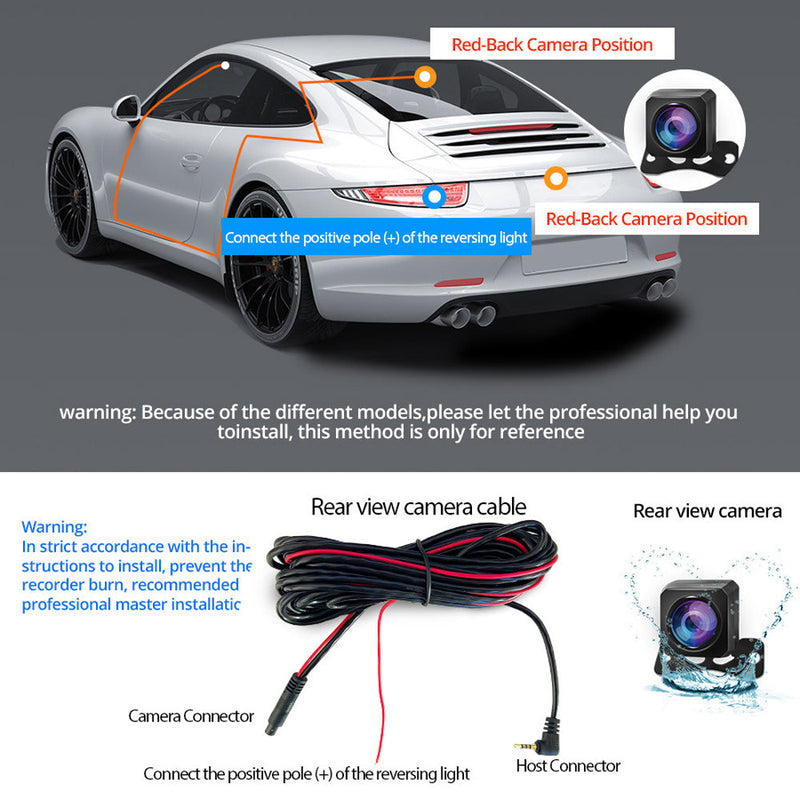 Wi-Fi 10" 2K Dash Cam Rear View Camera + 32GB Card