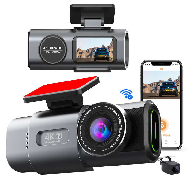 4K UHD Dash Cam – WiFi Front Camera with Night Vision & 64GB Card