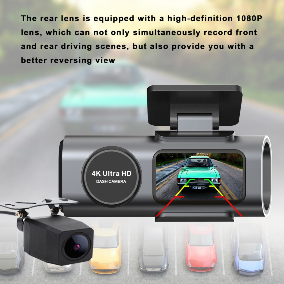 4K UHD Dash Cam – WiFi Front Camera with Night Vision & 64GB Card