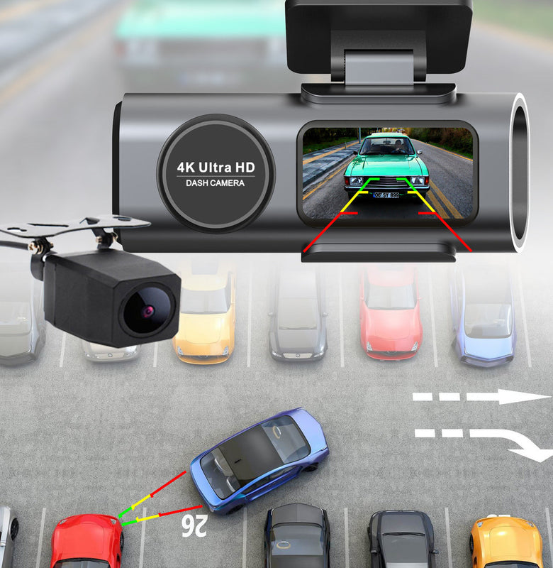 4K UHD Dash Cam – WiFi Front Camera with Night Vision & 64GB Card