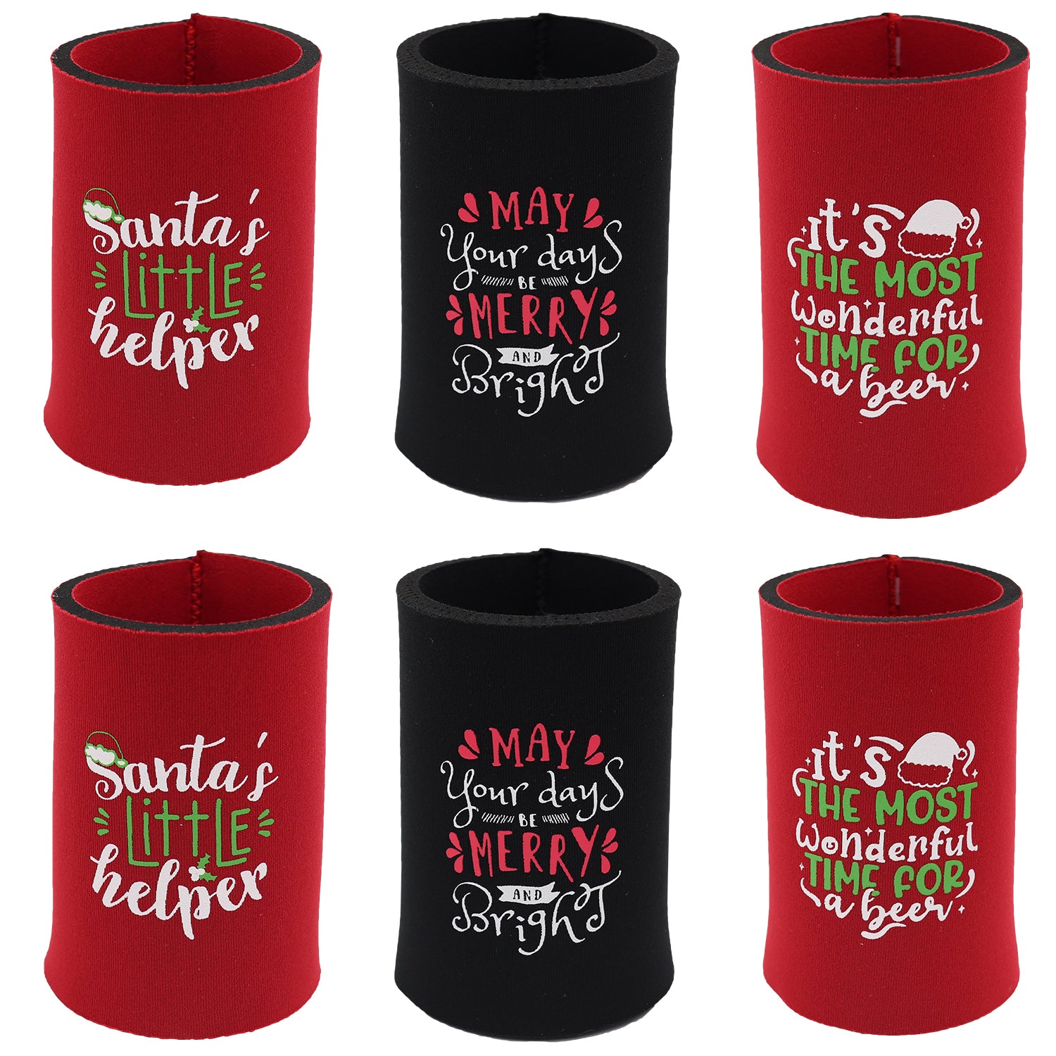 6x Christmas Stubby Stubbie Holders decor