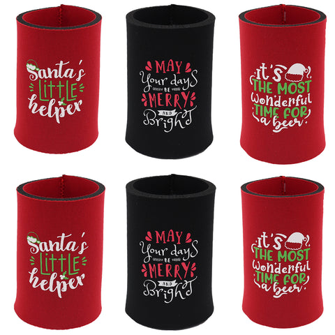 6x Christmas Stubby Stubbie Holders decor