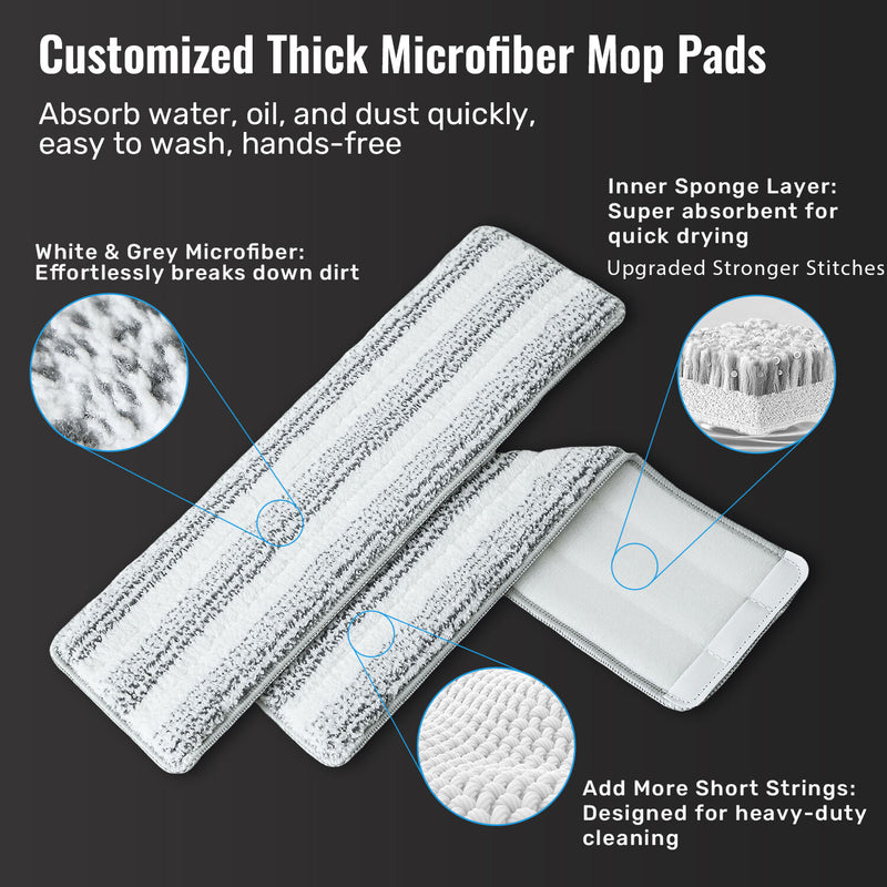 Microfiber Flat Mop & 360° Spin Bucket – White
