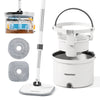 Microfiber Round Mop & 360° Spin Bucket – White