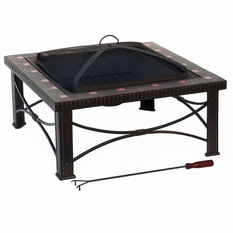 30" Square Slate Tile Fire Pit – Outdoor Patio Heater