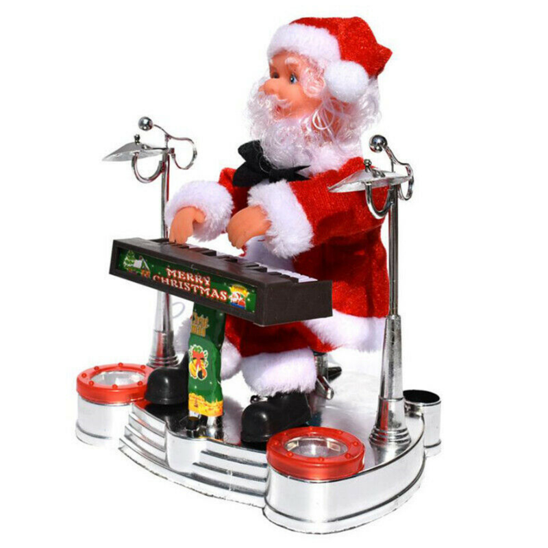 Animated Santa Claus Piano Ornament with Music Christmas Decoration