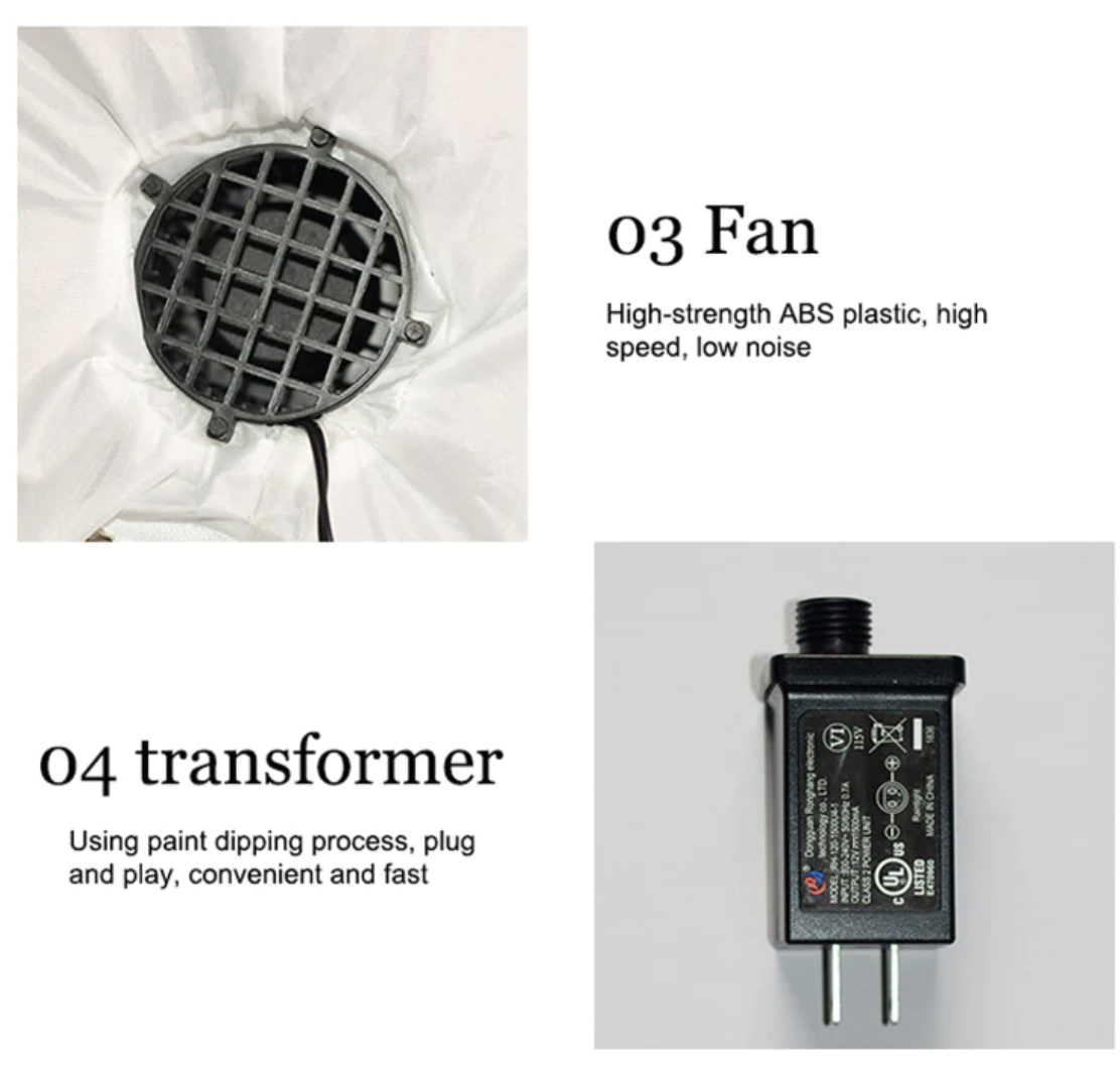 320cm Father Christmas Charm Santa Sleigh With Reindeer + LED Lights Inflatable