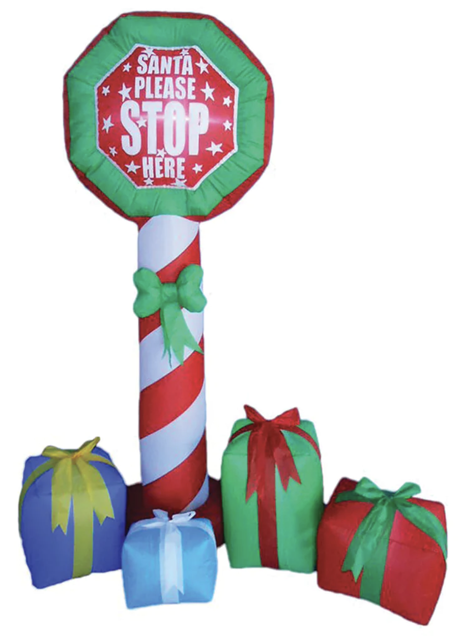 210cm Father Christmas Inflatable – “Please Stop Here” Sign
