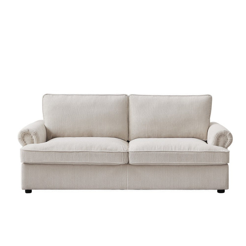 PHEBE 3‑Seater Corduroy Sofa Bed (Cream)