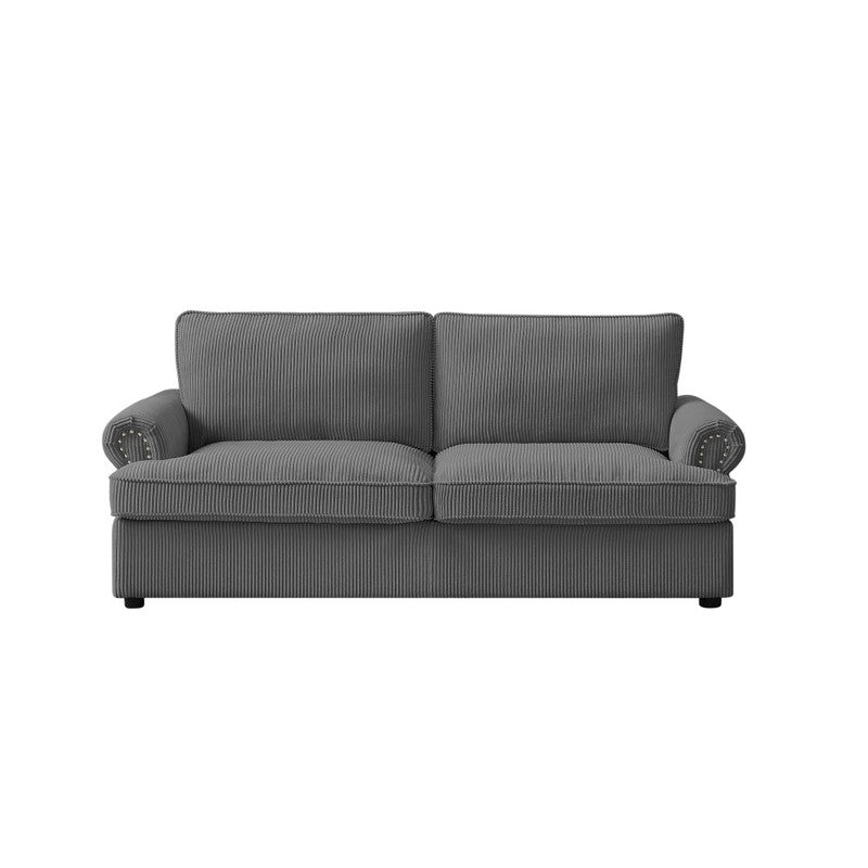 PHEBE 3‑Seater Corduroy Sofa Bed (Dark Grey)