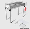 Stainless Steel Portable BBQ Grill Set – Large Charcoal