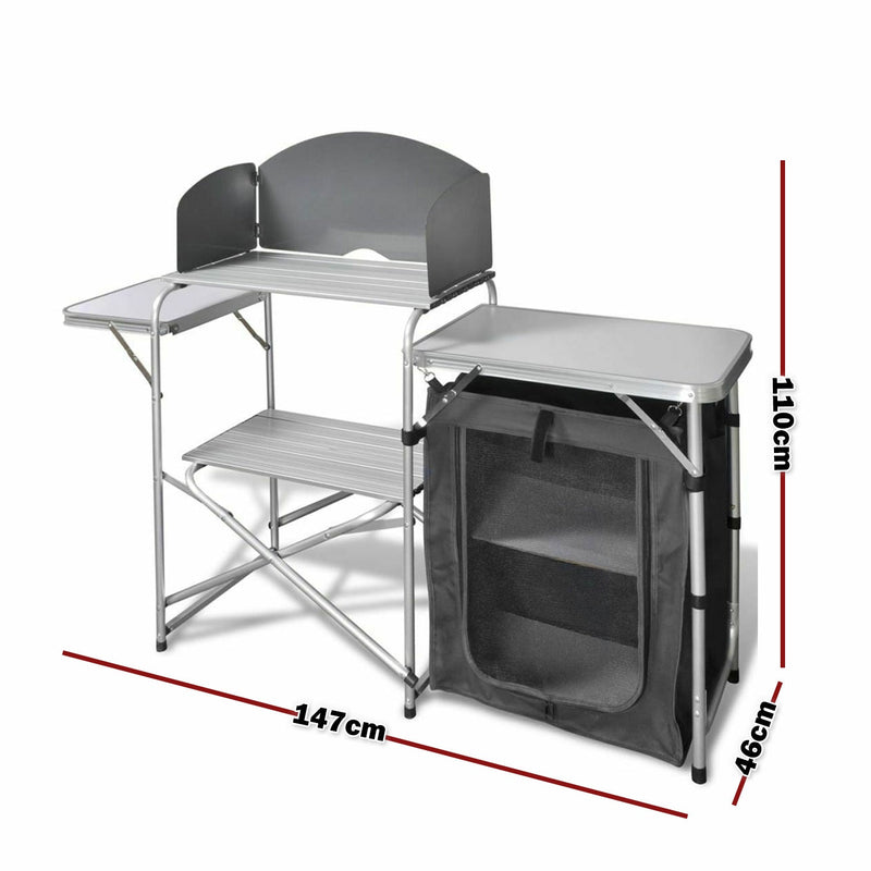 Portable Camping Kitchen Bench Table – Windshield