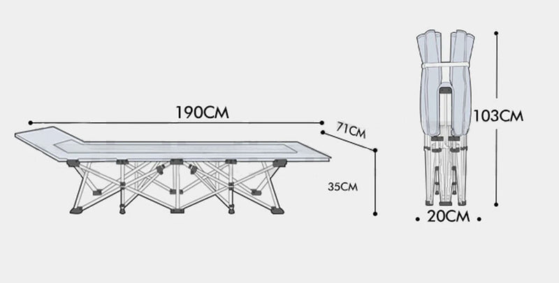 Camping Portable Stretcher Single – Foldable Bed & Recliner Mat (Grey)