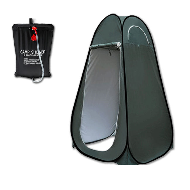 Pop Up Privacy Shower Tent with 20L Solar Water Bag – Green