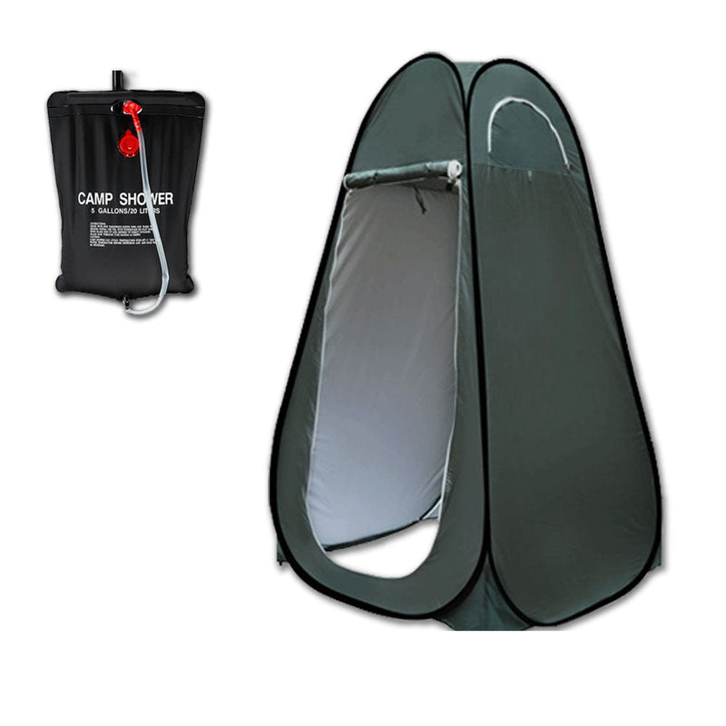 Pop Up Privacy Shower Tent with 20L Solar Water Bag – Green