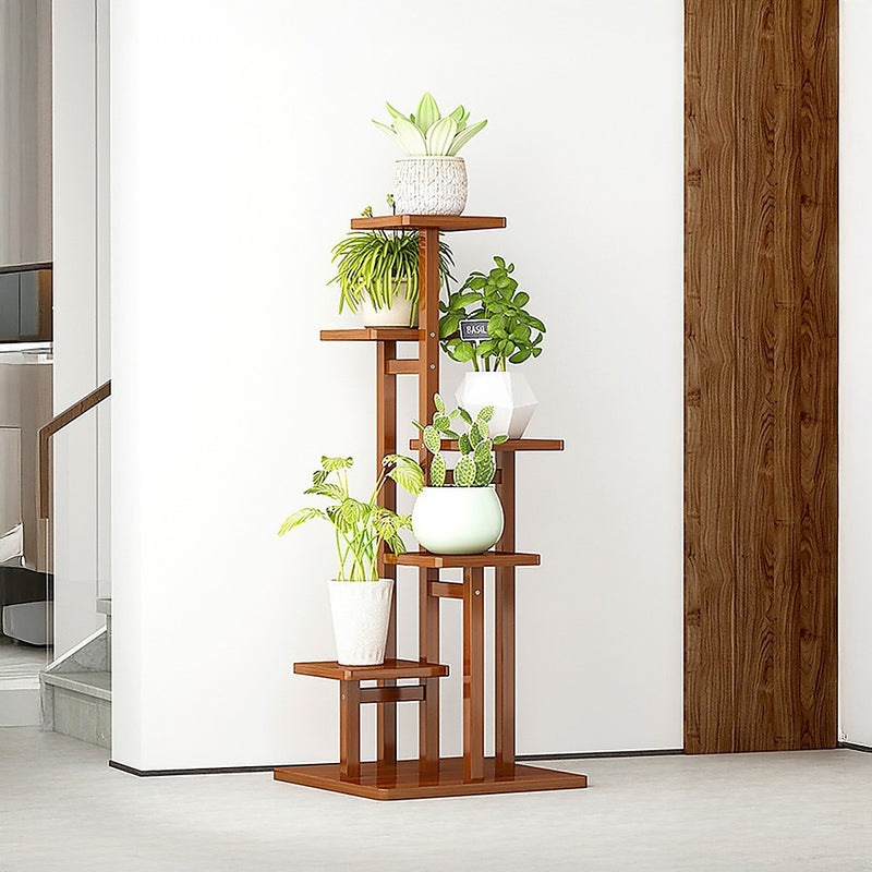 5-Tier Vertical Bamboo Plant Stand – Outdoor Garden Flower Shelf