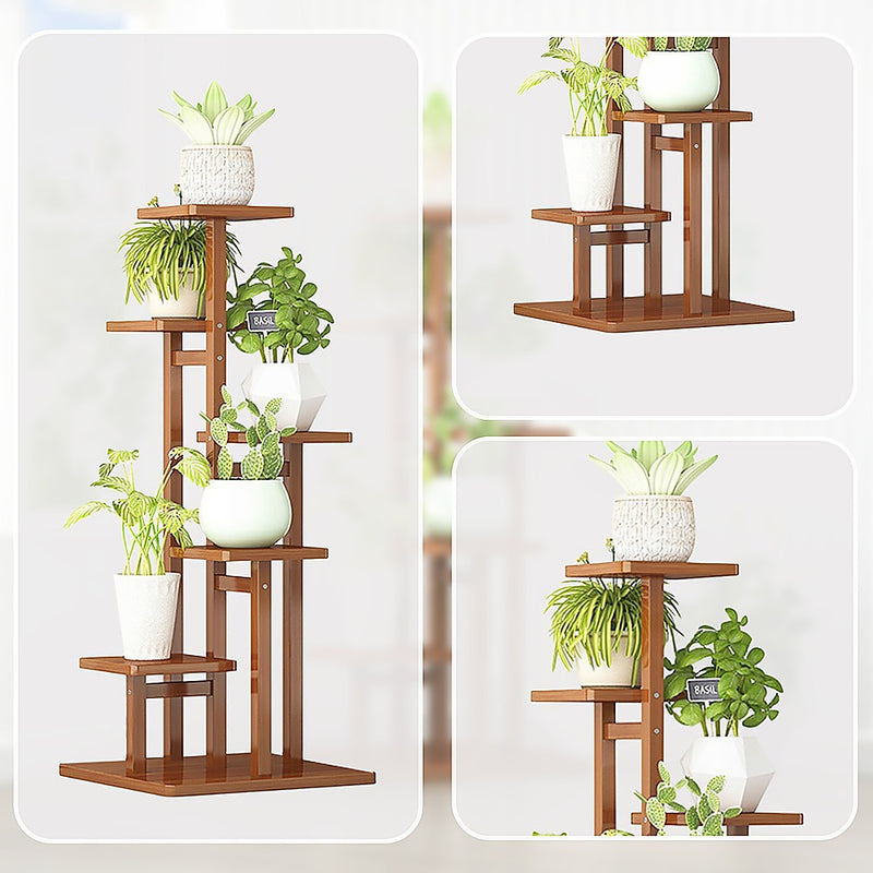 5-Tier Vertical Bamboo Plant Stand – Outdoor Garden Flower Shelf