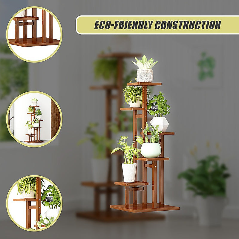 5-Tier Vertical Bamboo Plant Stand – Outdoor Garden Flower Shelf