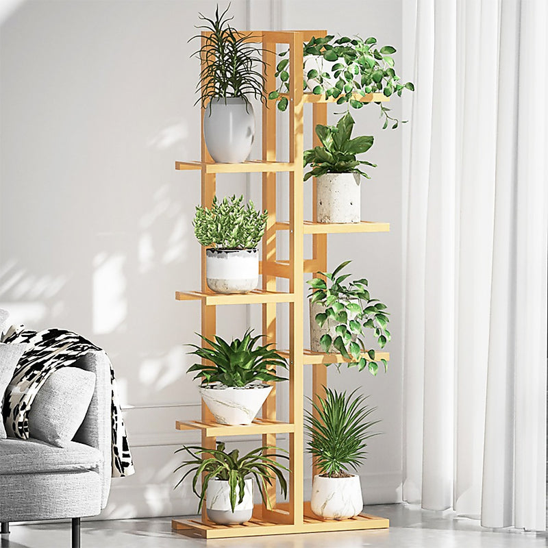 6-Tier Vertical Bamboo Plant Stand – Outdoor Garden Flower Shelf