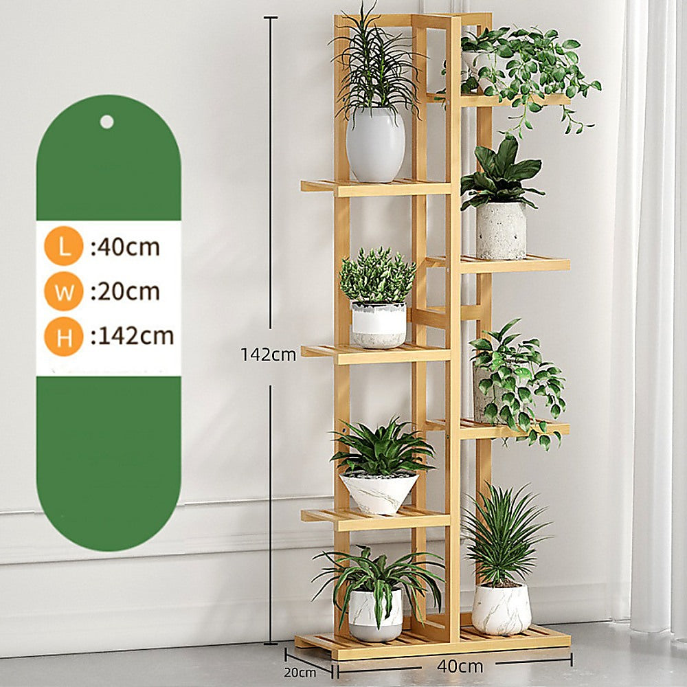 6-Tier Vertical Bamboo Plant Stand – Outdoor Garden Flower Shelf