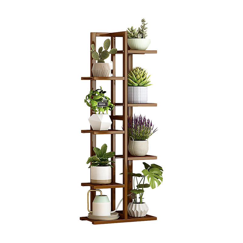 6-Tier Vertical Bamboo Plant Stand – Staged Flower Shelf Rack