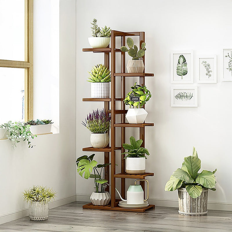 6-Tier Vertical Bamboo Plant Stand – Staged Flower Shelf Rack