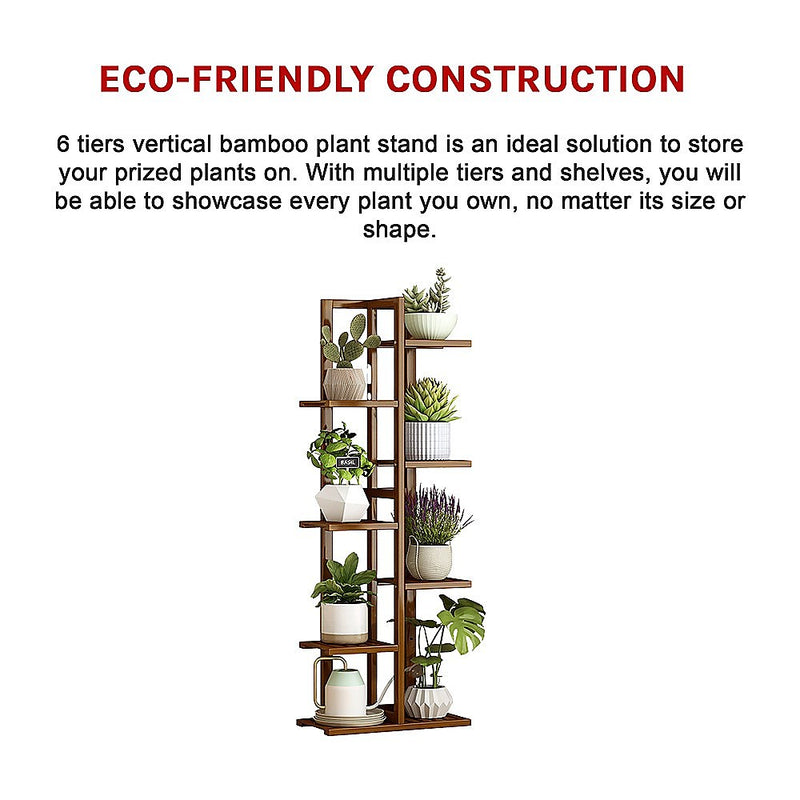 6-Tier Vertical Bamboo Plant Stand – Staged Flower Shelf Rack