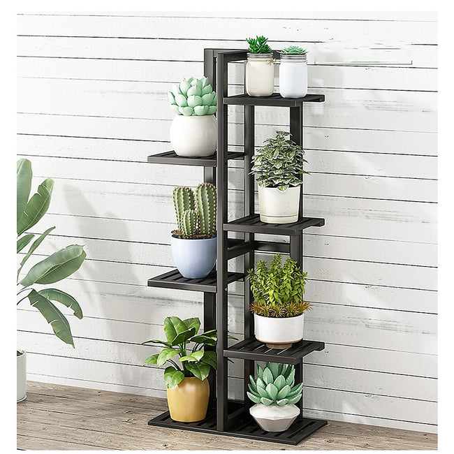 6-Tier Bamboo Plant Stand – Vertical Staged Flower Shelf Rack