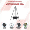 Tripod Garden Fire Pit & BBQ – Cast Iron and Steel