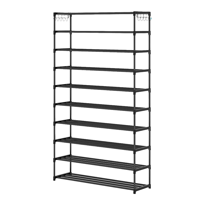 10-Tier Metal Shoe Rack – Black (50 Pair)