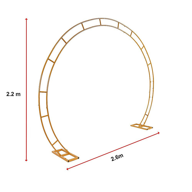 260cm Gold Metal Wedding Arch – Round Event Frame