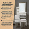 Dressing Table LED Makeup Mirror Stool Set Vanity Desk With Drawer Lighted