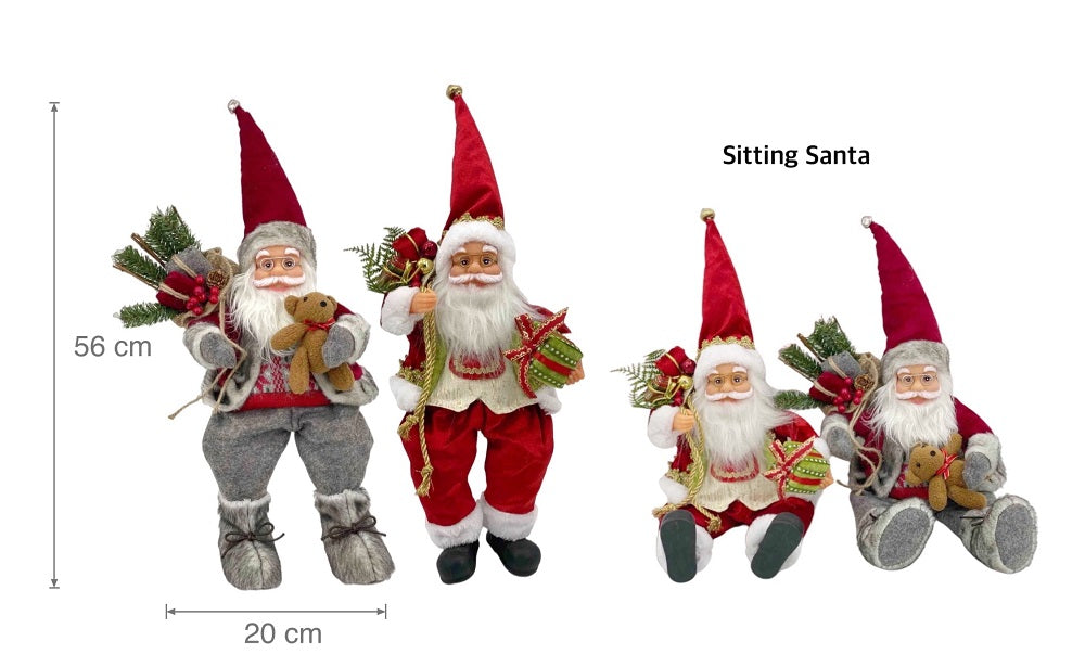 Bulk 6 Christmas Plush Sitting Santa Assort 56cm