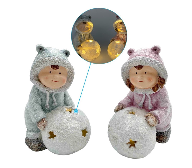 bulk 12 Xmas Child W/Led Light Up Ball Assort 16cm