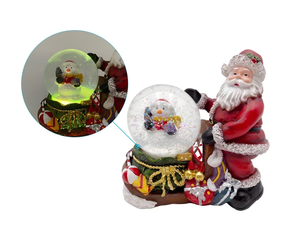 Bulk 12 x Christmas Santa Snow Globe W Led Light 13cmH