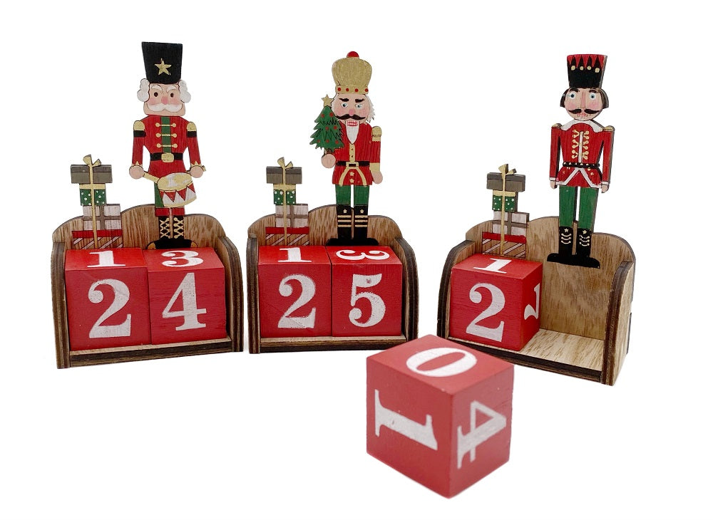 Bulk 24 Xmas Nut Cracker Standing Calendar Assort 12cm