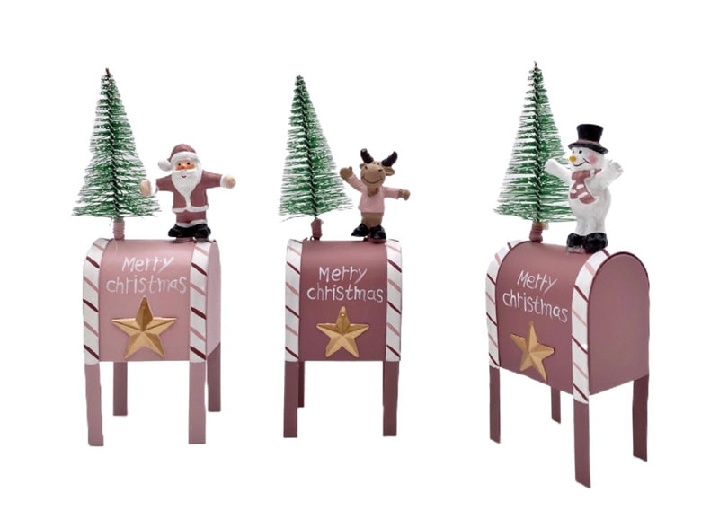 bulk 24 Xmas Metal Post Box Assort 17cm