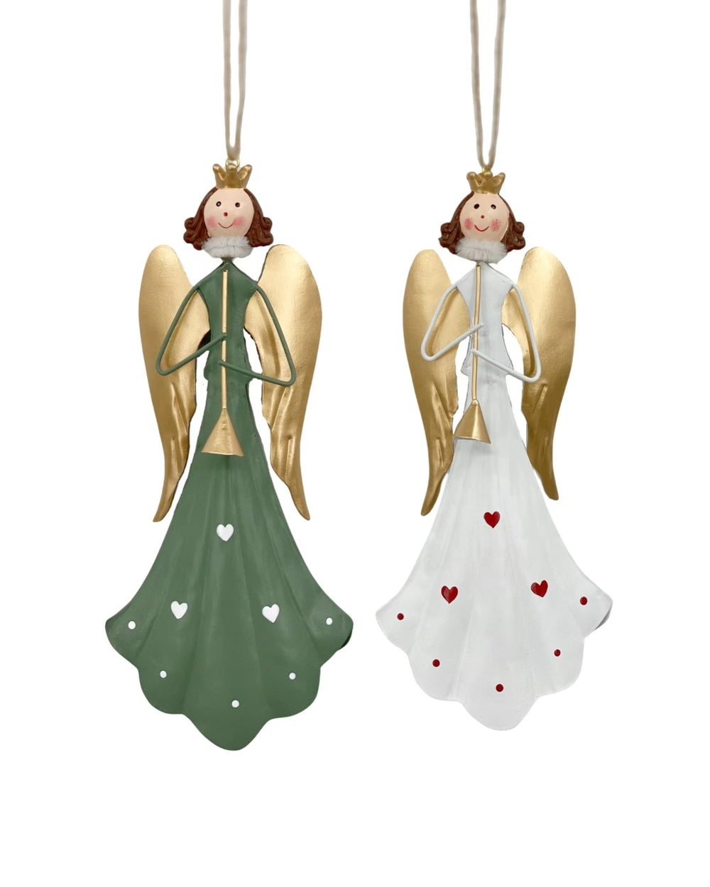 Bulk 12 Xmas Metal Angel Hanging Assort 20cm