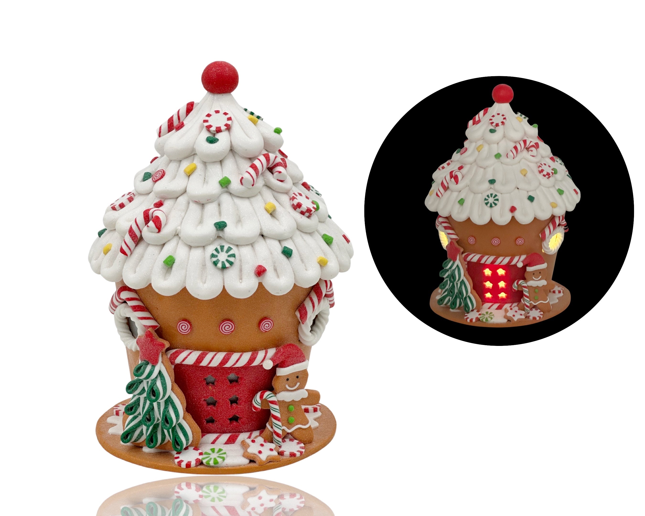 Bulk 2 x Christmas Led Cupcake House 31cmH