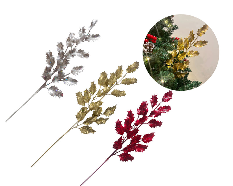 bulk 24 Xmas Metallic Leaves Tree Assort 68cm