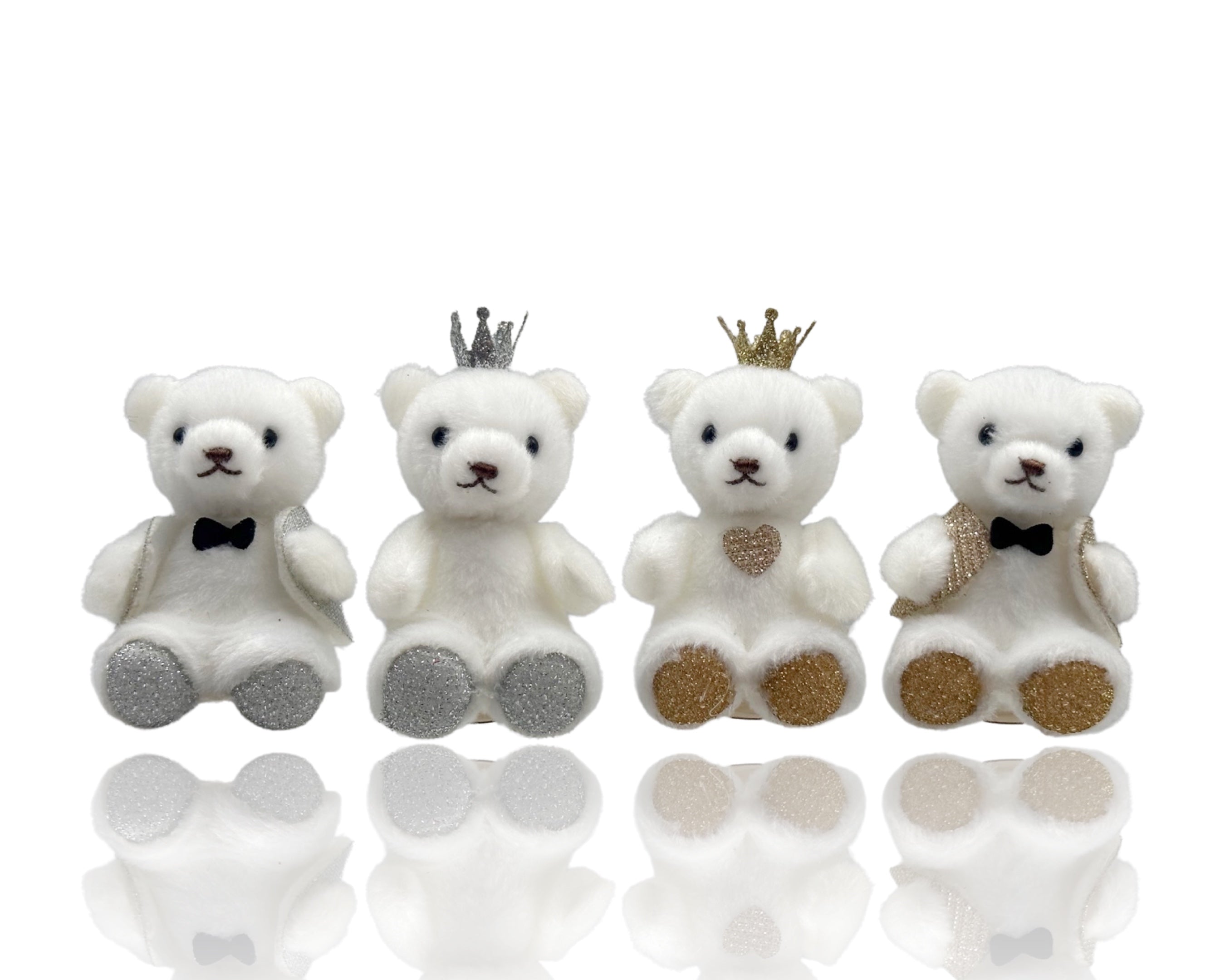 Bulk 24 Xmas Gold/Silver Teddy Bear Sitting Assort 7cm