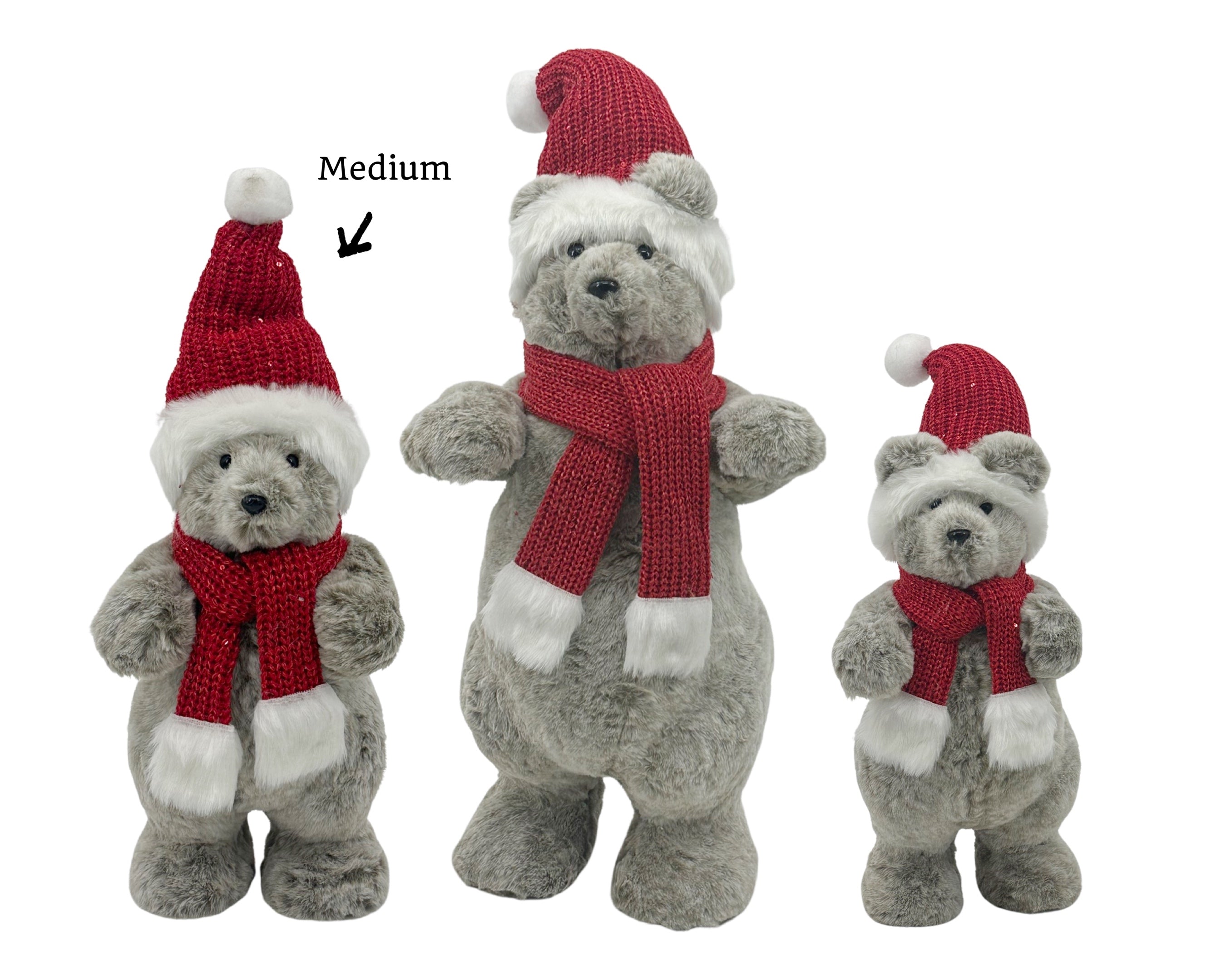Bulk 4 Xmas Randolph Bear w Red Hat/Scarf Bear 44cm