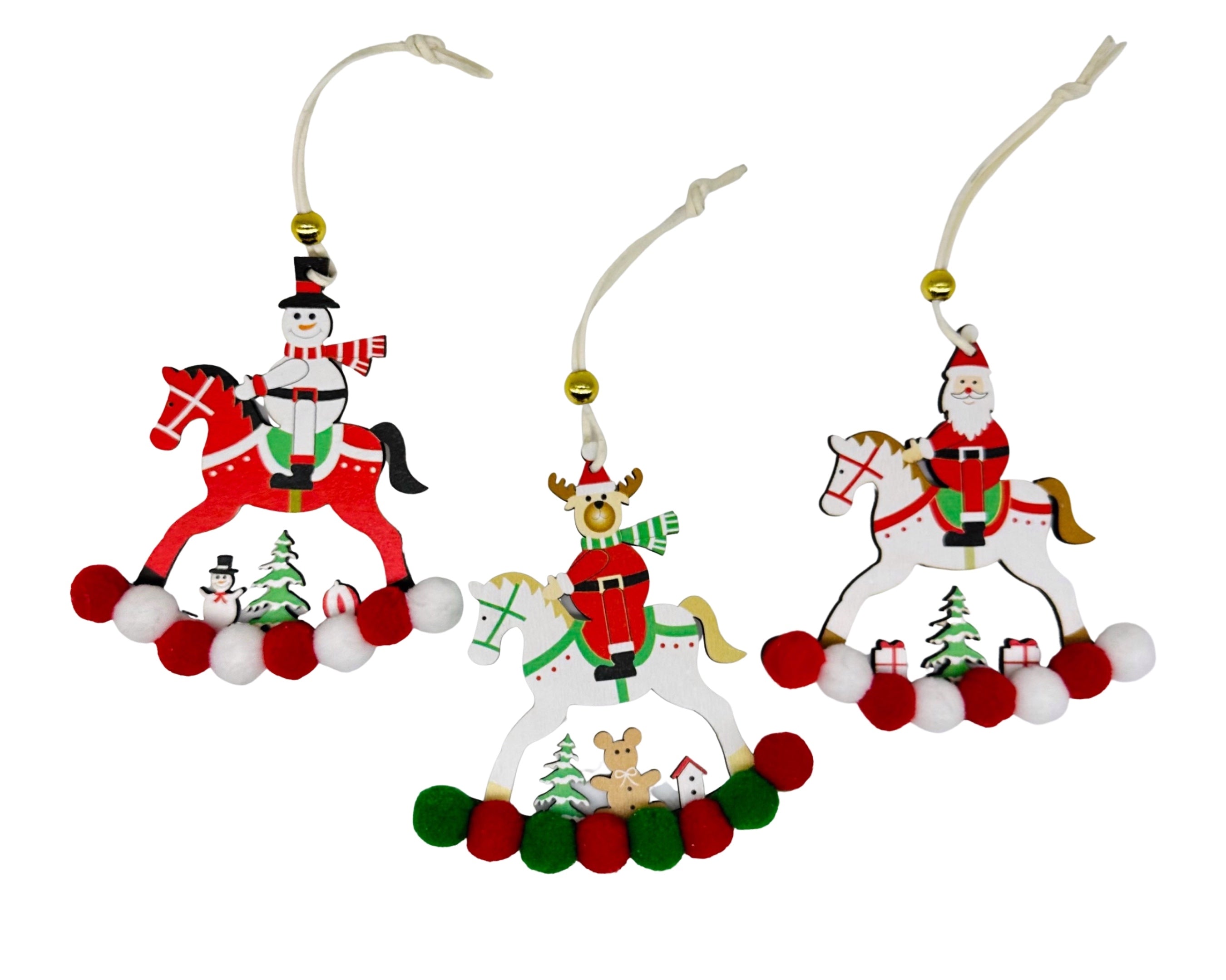 Bulk 24 Xmas Red & Green Pompom Assort 11cm