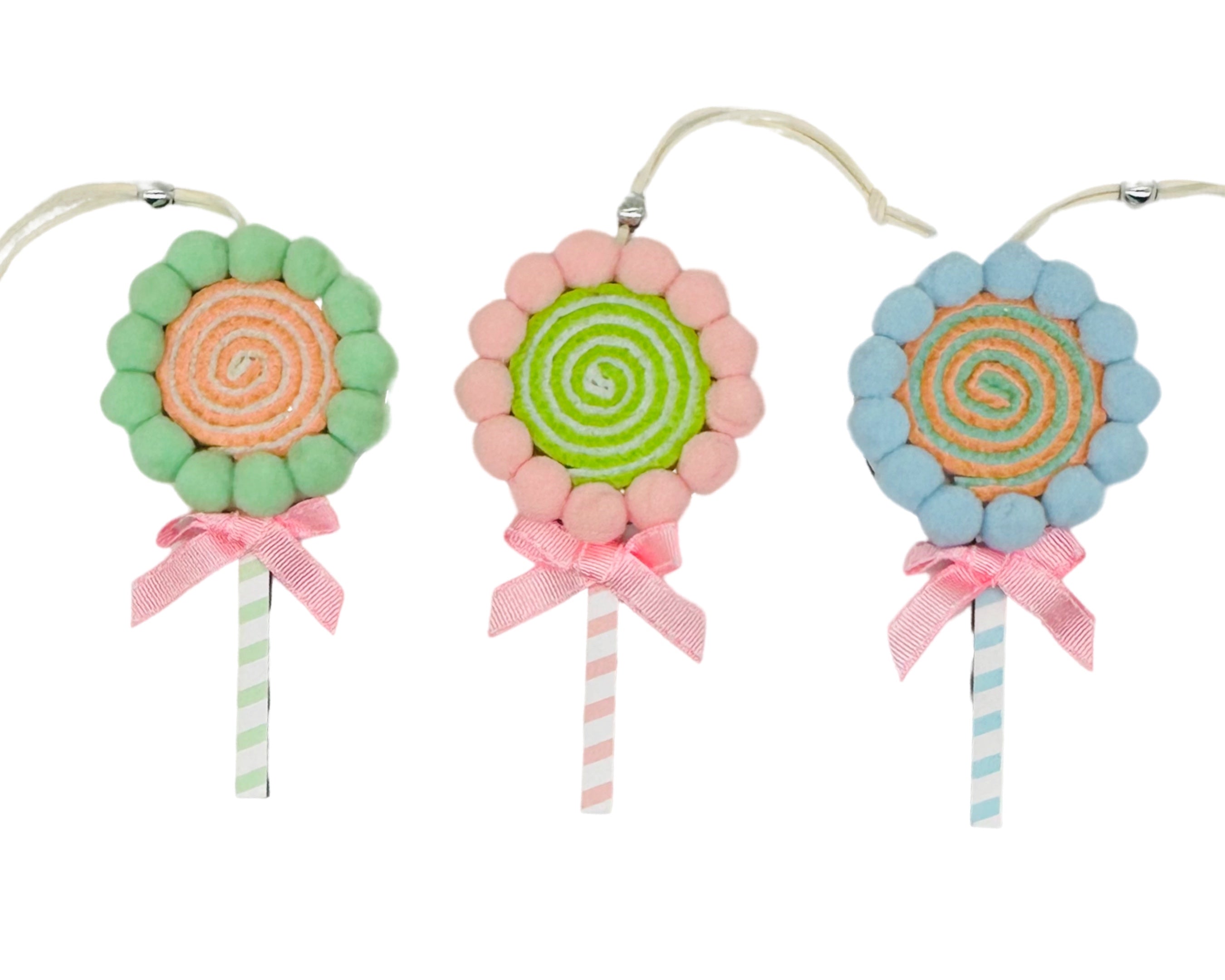 Bulk 24 Xmas Pastel Pompom Assort 11cm