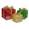LED Glitter Gift Boxes 3-Piece – Gold Bow Twinkle