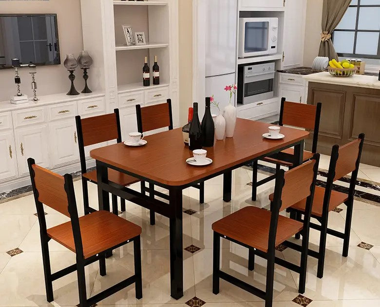 NNECN Wood & Steel Dining Set – Oak & Black