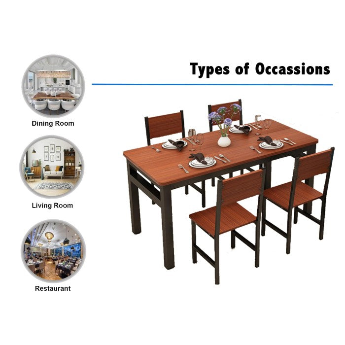 NNECN Wood & Steel Dining Set – Oak & Black