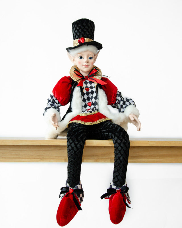 Luxury Christmas Carollers Elf – 65cm Black & Red