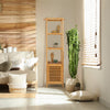 Bamboo Storage Cabinet with Shelf & Hook – Bathroom Floor Cupboard